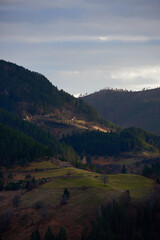 Fototapeta na wymiar Beautiful landscape of a countryside in mountains of Zaovine, Serbia