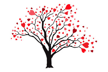 Illustration of Love Tree with Heart Leaves