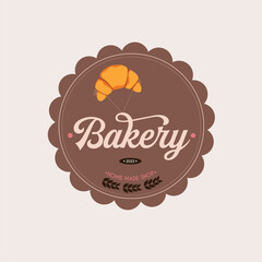 Creative Bakery Home Made Shop Logo Design Flying Croissant Symbol Free Vector Design Illustration