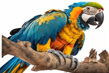 Obraz premium Macaw parrot isolated on white. generative ai