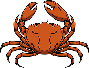 Illustration of crab. Seafood. For poster, emblem, menu.