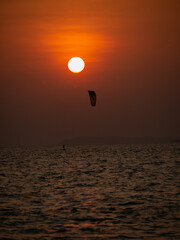 Photos of the sunset on the sea at Jomtien Beach Thailand.