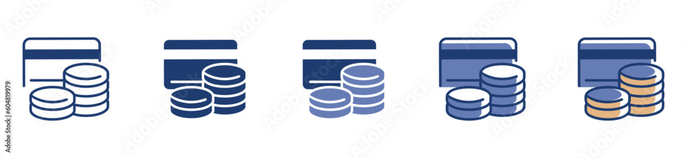 Poster credit card and a stack of coin icon vector money pile of coin sign illustration for web and app template ui