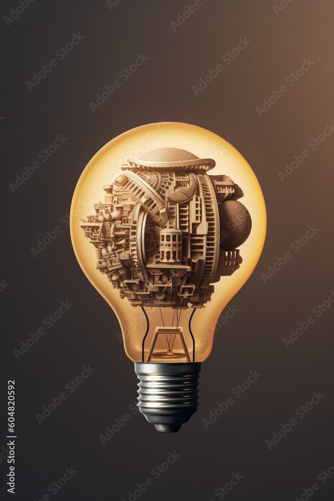 Aufkleber a delicate paper-cut artwork of a lightbulb as the centerpiece of a thought bubble, showcasing the p