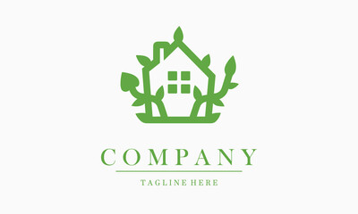 green house nature simple logo vector icon. Design house combined with leaf suitable for greenhouse, eco house garden, ecology store business company logo