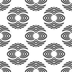 Abstract tribal seamless vector pattern. Ethnic and tribal motifs. Repeating shapes, symbols. Black and white vector background.