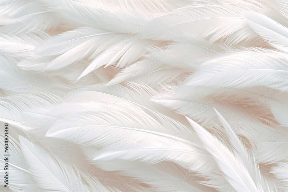 Poster A minimalist feather background pattern texture, with soft and muted tones, creating a soothing and elegant aesthetic. Generative AI technology.