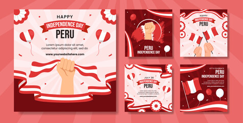 Peru Independence Day Social Media Post Illustration Flat Cartoon Hand Drawn Templates Background - Powered by Adobe