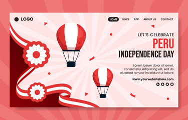Peru Independence Day Social Media Landing Page Illustration Flat Cartoon Hand Drawn Template