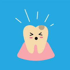 Tooth icon character. Sad, bad unhealthy tooth	
