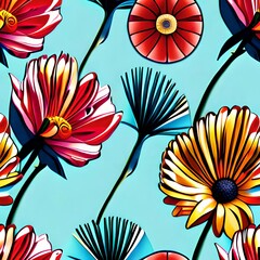 A seamless pattern of flowers  created with generative AI