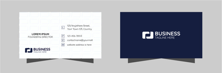 Minimal business card template design. Simple business card layout. Professional Corporate visiting card vector. Modern pattern background calling card.