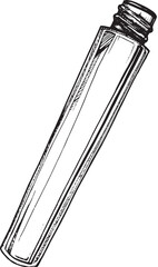 Mascara bottle without cap hand drawn black and white graphic isolated vector