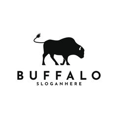 Bison Bull Buffalo Angus Silhouette Logo Design