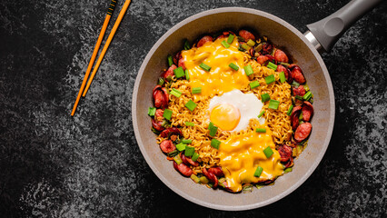 Korean style instant noodle, Shin Ramyeon with sausages