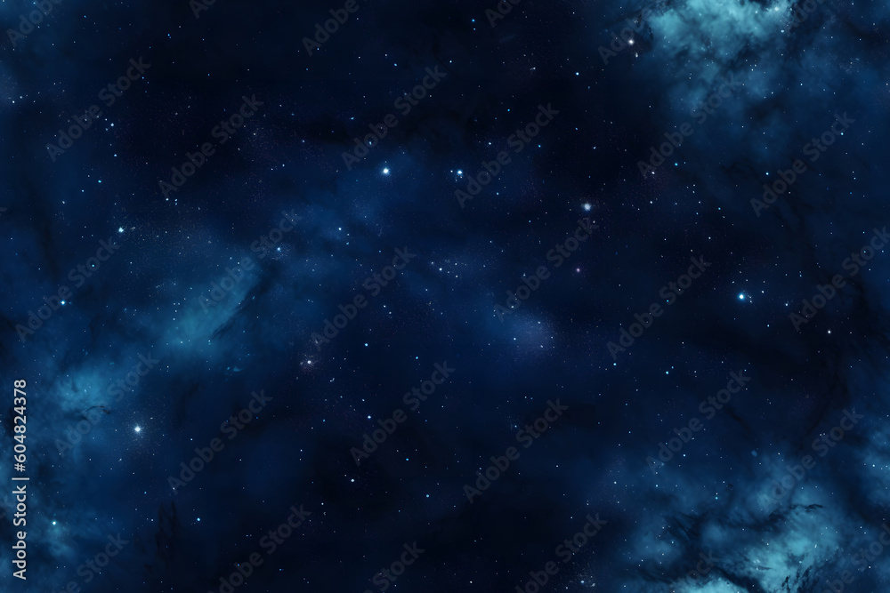 Wall mural seamless texture and full-frame background of starry night sky and outer space. neural network gener