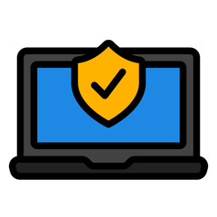 Laptop security icon in filled line style, use for website mobile app presentation