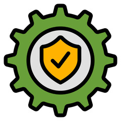 Settings security icon in filled line style, use for website mobile app presentation