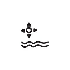 Sun Beach Sea Outline Icon