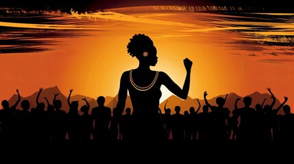 Fototapeta premium Beautiful africa freedom day banner, great design for any purposes. Black background. Template, background, banner, card, poster. Heart symbol. Generative Ai.