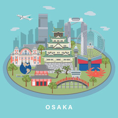 Naklejka premium 大阪の街並み イメージ