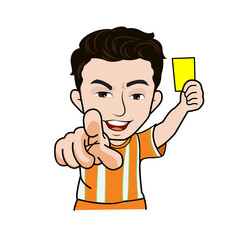 Footballer handing out a yellow card