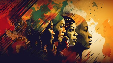 Beautiful africa freedom day banner, great design for any purposes. Black background. Template, background, banner, card, poster. Heart symbol. Generative Ai.