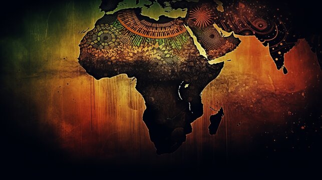 Beautiful africa freedom day banner, great design for any purposes. Black background. Template, background, banner, card, poster. Heart symbol. Generative Ai.