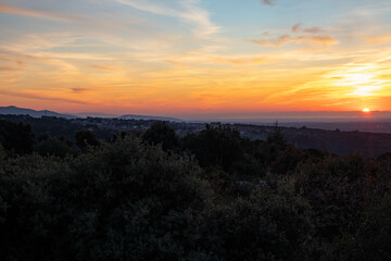 Tramonto visto dal territorio di Sorradile, provincia di Oristano, Sardegna