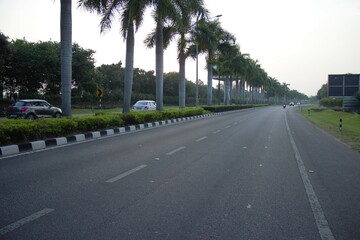 Fototapeta na wymiar Airport Road in Hyderabad, Telangana, India Photo: May 21st 2023