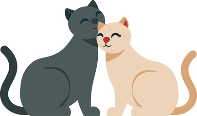 cute cats couple isolated icon vector illustration design icon vector illustration design