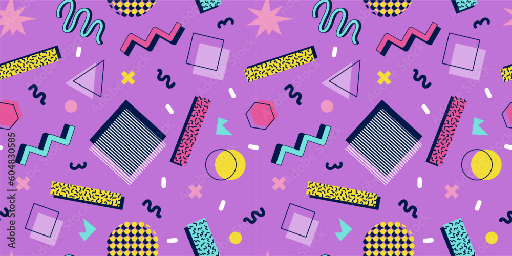 Canvas Prints abstract seamless pattern 80s 90s with geometric shapes in the memphis style. vector retro hipster p