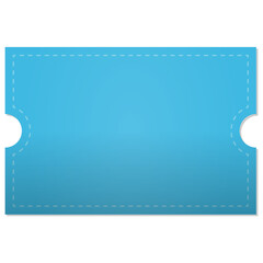 Blank Blue rectangle ticket with dashed line border