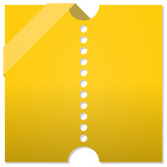 Yellow square coupon with  ribbon