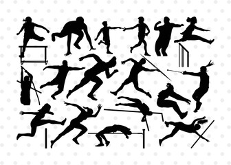 Fototapeta na wymiar Track And Field SVG Cut Files | Track And Field Silhouette | Captures Javelin Svg | Runner Svg | Sports Svg | Cross Country Svg | Track And Field Bundle