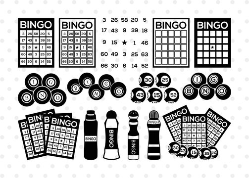 Bingo SVG Cut Files | Bingo Silhouette | Bingo Card Svg | Bingo Balls Svg | Bingo Dauber Svg | Numbers Svg | Basketball Set Bundle