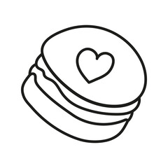 Isolated doodle Macaroons black and white. Outline vector illustration Icon sweets concept.