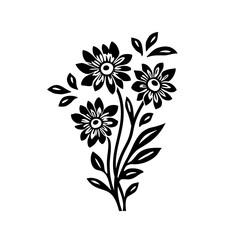 Beautiful flowers silhouettes. Flowers stencil wall art.
