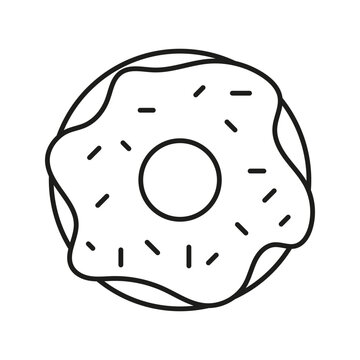 Isolated doodle Donut black and white. Outline vector illustration Icon sweets concept.