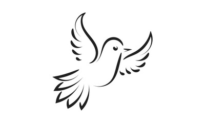 Pentecost Sunday dove logo vector illustration for print or use as poster, card, flyer, tattoo or T Shirt