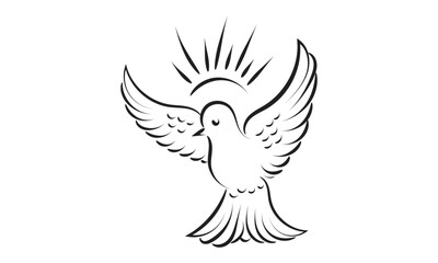 Pentecost Sunday dove logo vector illustration for print or use as poster, card, flyer, tattoo or T Shirt