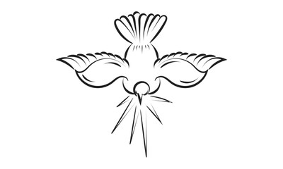 Pentecost Sunday dove logo vector illustration for print or use as poster, card, flyer, tattoo or T Shirt