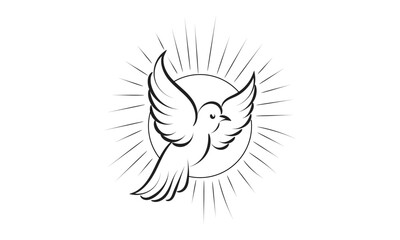 Pentecost Sunday dove logo vector illustration for print or use as poster, card, flyer, tattoo or T Shirt