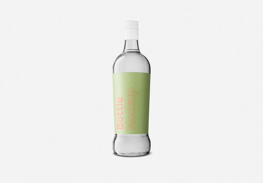 Mockup of customizable liquor bottle and label available against customizable color background
