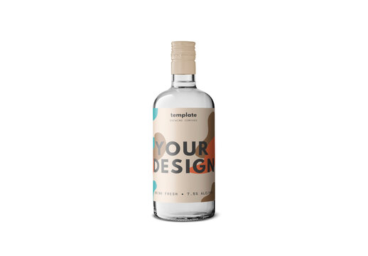 Mockup of customizable liquor bottle and label available against customizable color background