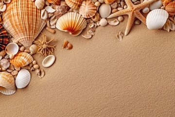 seashells on the sasea shells and starfish on sandnd