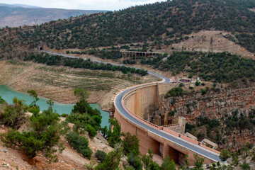 Fototapeta na wymiar Beautiful scape of Bin El Ouidane dam in the Benimellal region in Morocco