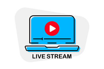 Live streaming button. Live video stream button for news and TV or online broadcasting. Live Webinar. Live streaming, broadcasting, online stream. Design for tv shows movies and live performances