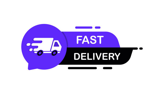 Fast delivery sticker design. Free shipping. Express service. Fast delivery, express shipping, urgent shipping services. Express delivery. Shipping fast. Delivery quick move. Vector illustration