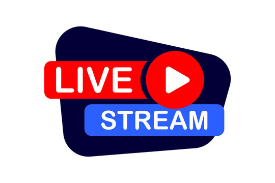 Live streaming button. Live video stream button for news and TV or online broadcasting. Live Webinar. Live streaming, broadcasting, online stream. Design for tv shows movies and live performances